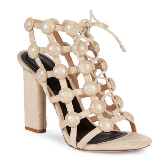 Alexander Wang Shoes - Alexander Wang Rubie Caged Suede Block-Heel Sandals